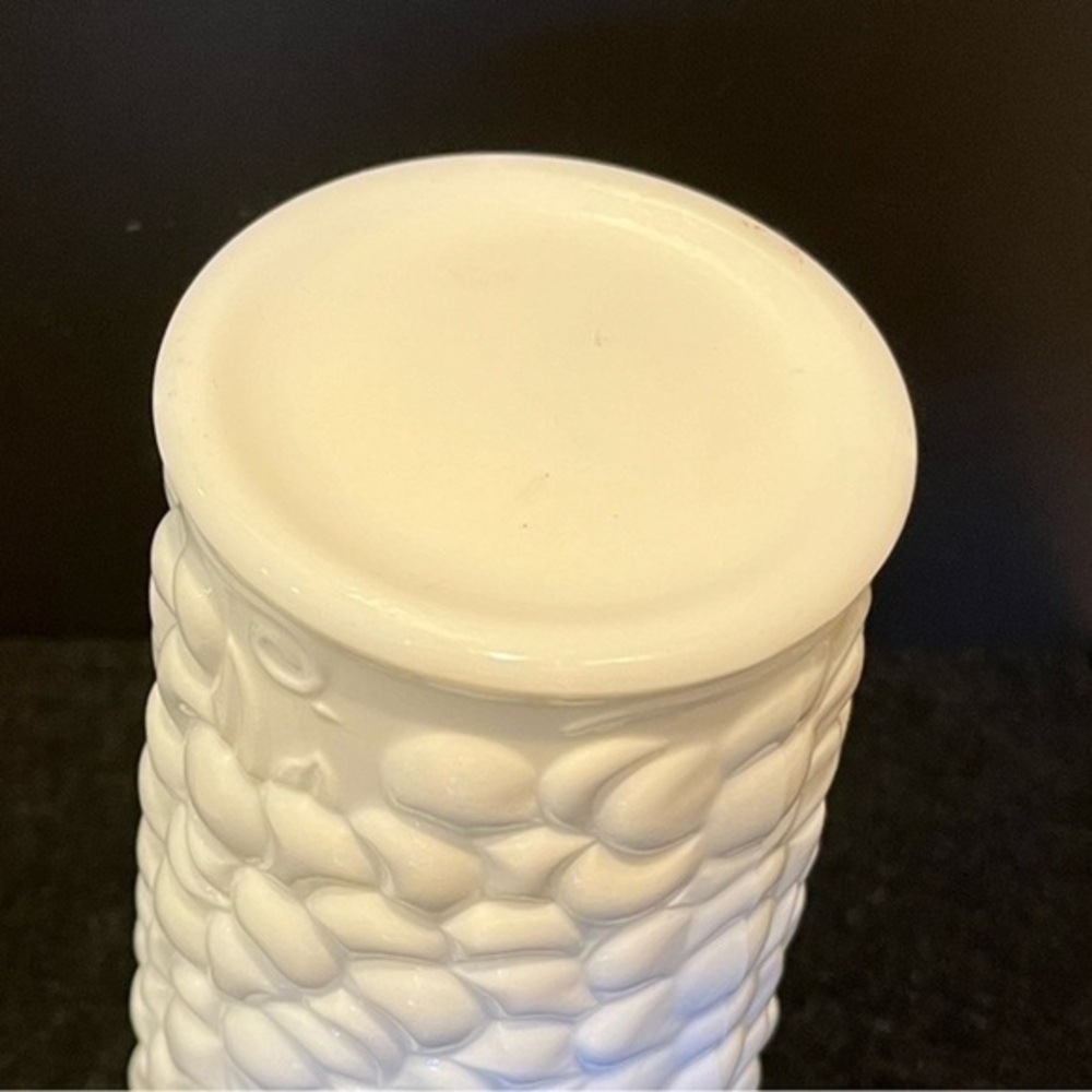 Vintage Textured Fruit Pattern Milk Glass Vase - Picture 13 of 14
